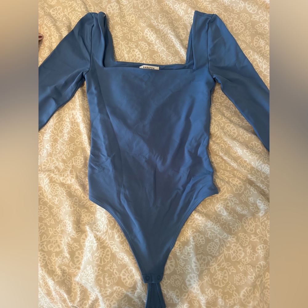 Aritzia Blue Long Sleeve Bodysuit